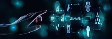 Derin sahte öğrenme sahte haber jeneratörü modern internet teknolojisi konsepti