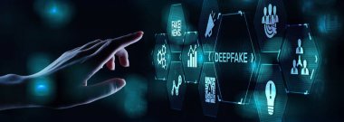 Deepfake deep learning fake news generator modern internet technology concept clipart