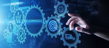 Sanal ekranda elektronik ticaret çevrimiçi dijital internet alışveriş kavramı.