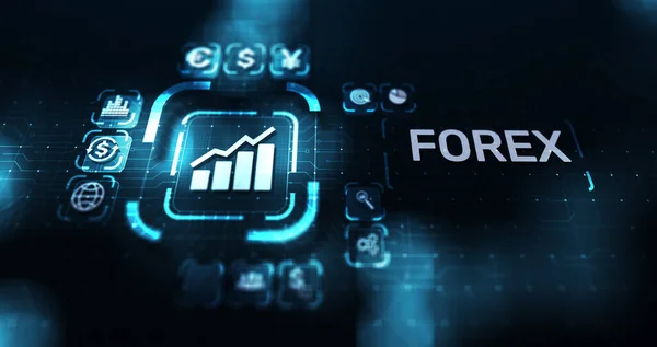 Forex trading Cambio valute Borsa Concetto di business di investimento sullo schermo virtuale — Foto Stock