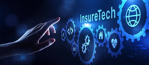 Insurtech Insurance technology online business finance concept on screen — 图库照片