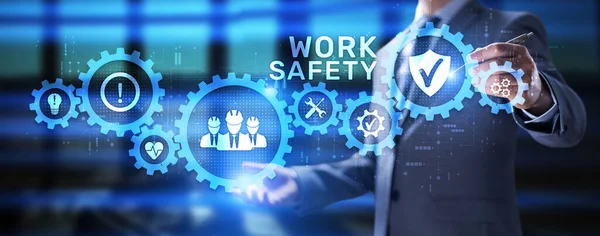 Ασφάλεια στην εργασία Ο κανονισμός HSE διέπει την επιχειρηματική έννοια στην οθόνη — Φωτογραφία Αρχείου