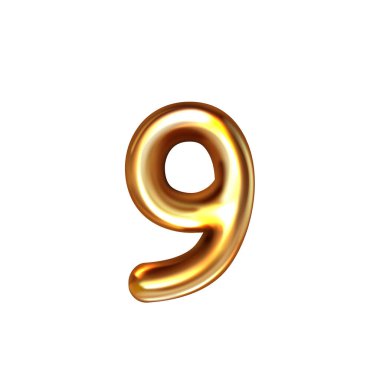 Beyaz arka planda 3D altın kabartmalı sekiz numara.