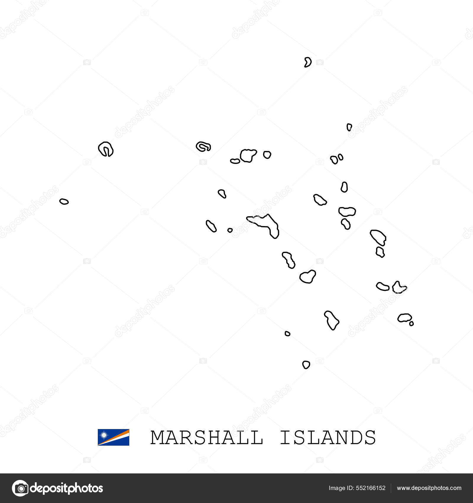 马绍尔群岛地图线线性薄矢量简单轮廓和旗号白色背景的黑色图库矢量图©PPVector 552166152