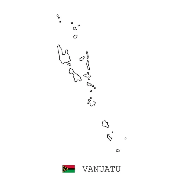 Γραμμή Χάρτη Vanuatu Γραμμικό Λεπτό Διανυσματικό Απλό Περίγραμμα Και Σημαία — Διανυσματικό Αρχείο