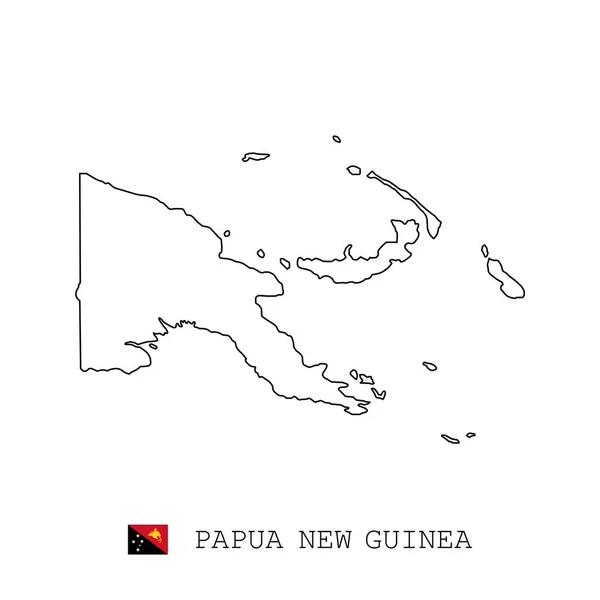 Papouasie Nouvelle Guinée Ligne Carte Linéaire Mince Vecteur Contour Simple — Image vectorielle