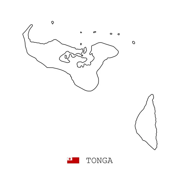 Γραμμή Χάρτη Των Νησιών Τόνγκα Γραμμικό Λεπτό Διανυσματικό Απλό Περίγραμμα — Διανυσματικό Αρχείο