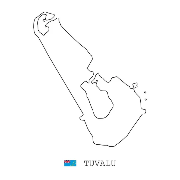 Γραμμή Χάρτη Των Νήσων Τουβαλού Γραμμικό Λεπτό Διανυσματικό Απλό Περίγραμμα — Διανυσματικό Αρχείο