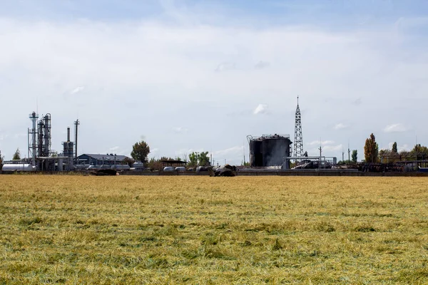 Guerra Ucrania Depósito Petróleo Ucrania Después Del Ataque Con Misiles —  Fotos de Stock