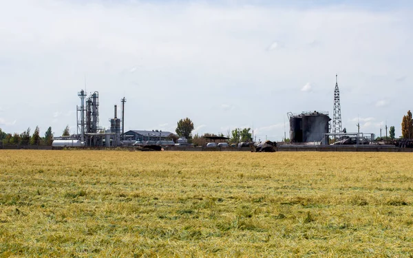 Guerra Ucrania Depósito Petróleo Ucrania Después Del Ataque Con Misiles — Foto de Stock