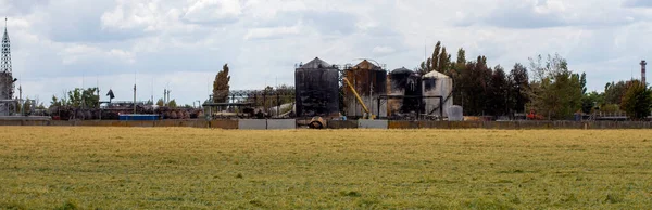 Guerra Ucrania Depósito Petróleo Ucrania Después Del Ataque Con Misiles —  Fotos de Stock