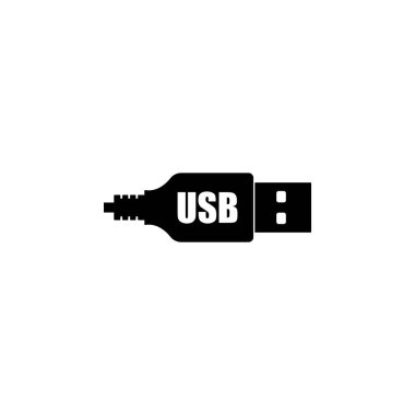 Usb simgesi. Beyaz arkaplanda modaya uygun düz bir sembol. Tasarım için web şarkısı. Usb simgesi. Web sitesi tasarımı ve mobil uygulamalar için yüksek kalite tasarım logosu. Vektör çizimi. usb şarj dolgusu 