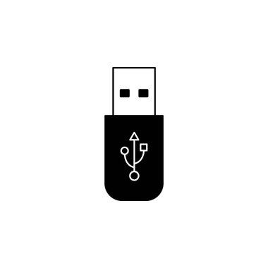 USB flash disk siyah simge, bellek çubuğu simgesi. usb Simgesi. Flash bellek sembolü, ağ ve bilgisayar simgesi