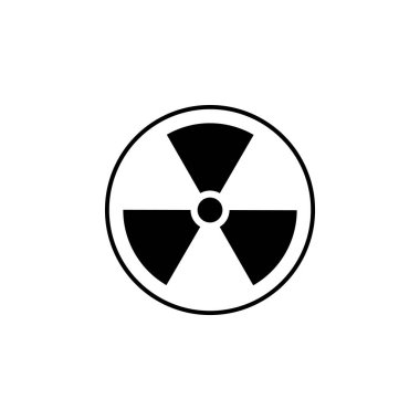 Zehirli işaret, sembol. Radyoaktif bölge grafik vektörü uyarısı. Boş Arkaplanda izole edilmiş simge düz stil modern tasarım. Kimyasalın vektör çizimi. Radyoaktif uyarı siyah daire işareti
