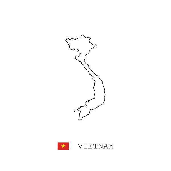 Vietnam Vector Mapa Contorno Línea Lineal Vietnam Mapa Negro Sobre — Vector de stock
