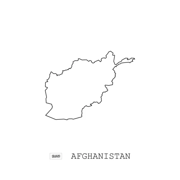Afeganistão Mapa Vetorial Contorno Linha Linear Afeganistão Mapa Preto Sobre —  Vetores de Stock