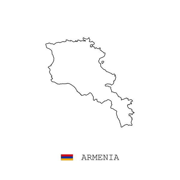 Arménia Mapa Vetorial Esboço Linha Linear Arménia Mapa Preto Sobre —  Vetores de Stock