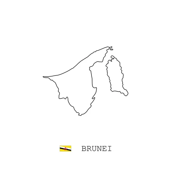 Brunei Vektor Térkép Vázlat Vonal Lineáris Brunei Fekete Térkép Fehér — Stock Vector