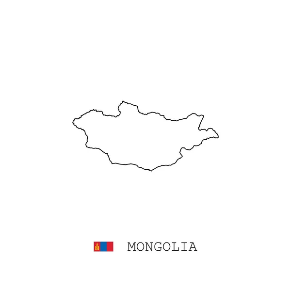 Carte Vectorielle Mongolie Contour Ligne Linéaire Mongolie Carte Noire Sur — Image vectorielle