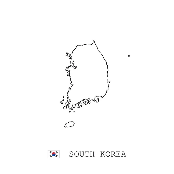 Corea Del Sur Mapa Vectorial Esquema Línea Lineal Corea Del — Archivo Imágenes Vectoriales