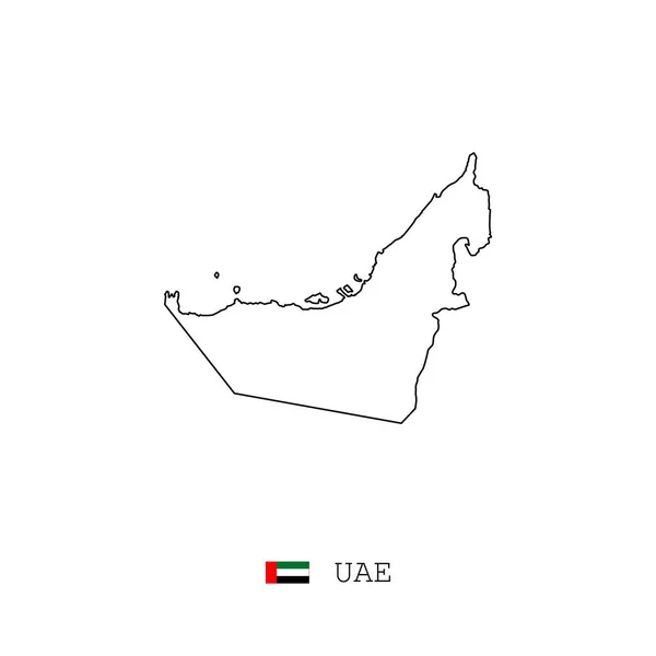 Vae Vektorkarte Umriss Linie Linear Vereinigte Arabische Emirate Schwarze Karte — Stockvektor