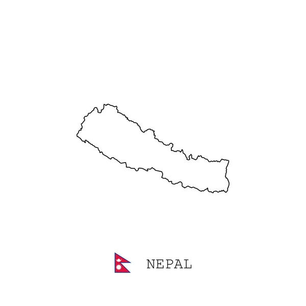 Nepal Mapa Vetorial Esboço Linha Linear Nepal Mapa Preto Sobre —  Vetores de Stock