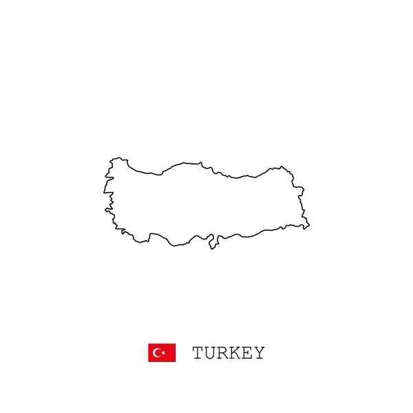 土耳其矢量地图轮廓 白色背景的土耳其黑色地图 土耳其国旗 — 图库矢量图片