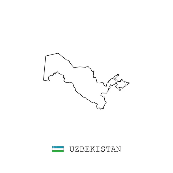Ουζμπεκιστάν Διανυσματικός Χάρτης Περίγραμμα Γραμμή Γραμμική Ουζμπεκιστάν Μαύρο Χάρτη Λευκό — Διανυσματικό Αρχείο