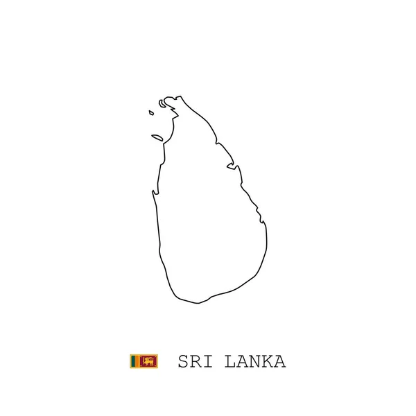 Srí Lanka Vektor Térkép Vázlat Vonal Lineáris Srí Lanka Fekete — Stock Vector