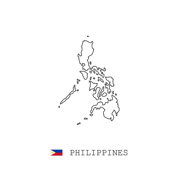 Filippine Schema Della Mappa Vettoriale Linea Lineare Filippine Mappa Nera — Vettoriale Stock