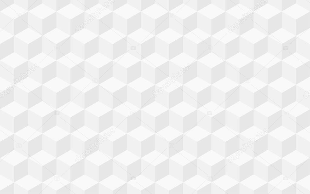 Isometric background. White cubes illusion 
