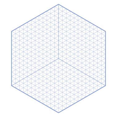 Altıgen izometrik ızgara. Düzenlenebilir vuruşlarla vektör illüstrasyonu