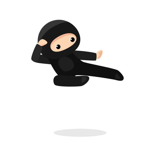 Mignon ninja volant isolé sur fond blanc — Image vectorielle