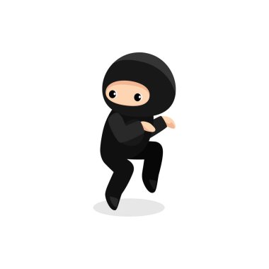 Beyaz arka planda izole edilmiş sevimli ninja yılan.