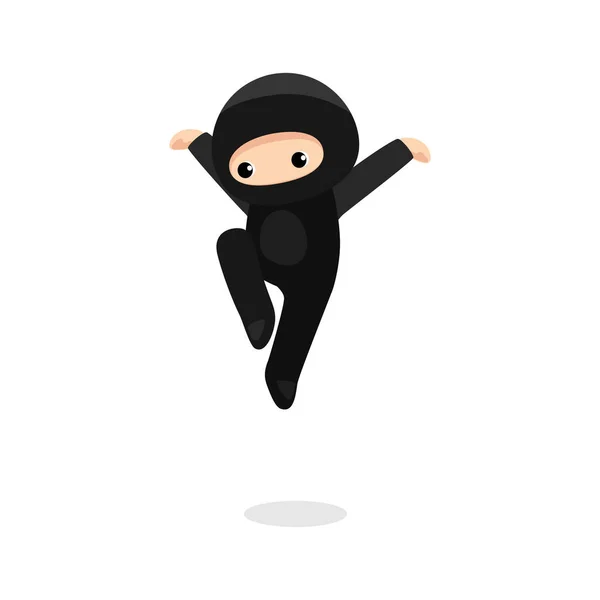 Mignon ninja saut isolé sur fond blanc — Image vectorielle