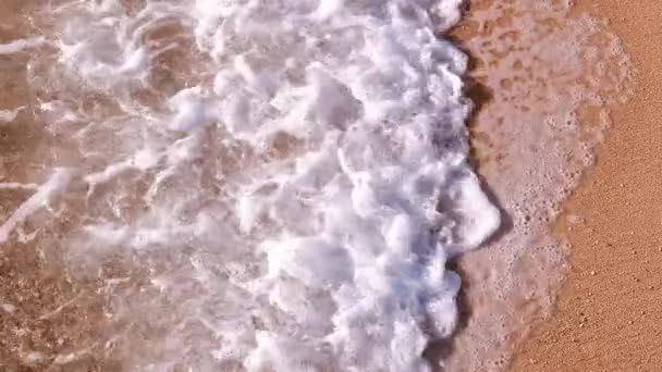 Playa al atardecer. primer plano de las olas de cámara lenta en la playa — Vídeos de Stock