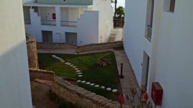 Şeyh Sharm. Mısır Eylül 2021 'de Mısır' daki bir otel odasından Kızıl Deniz manzarası. Rönesans Sharm El Sheikh Golden View Beach Resort