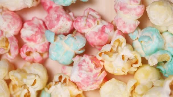 Popcorn Colorati Filatura Close Lenta — Video Stock