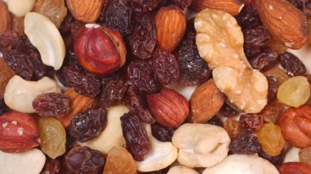 Spinning Nuts Close Nut Mixture Slow Motion — Stockvideo