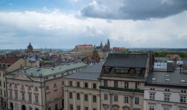 Eski Krakow 'a tepeden bakıldığında, Polonya, Avrupa.
