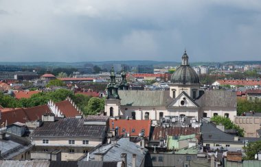 Eski Krakow 'a tepeden bakıldığında, Polonya, Avrupa.