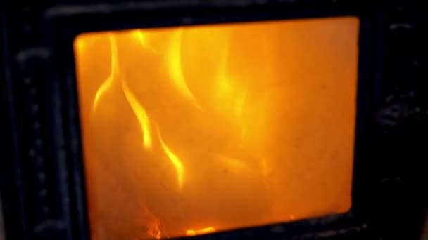 View Fire Burning Furnace — Stock Video