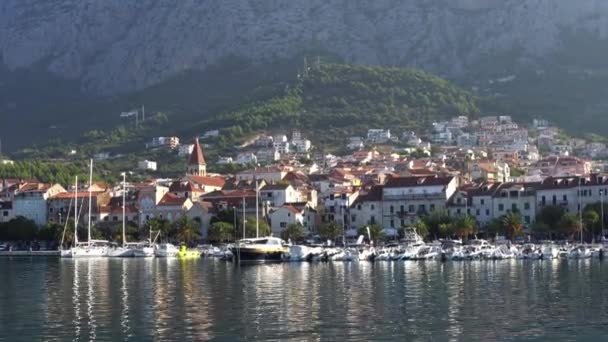 Makar Riviera Kroatië Weergave Van Het Oude Historische Centrum Van — Stockvideo