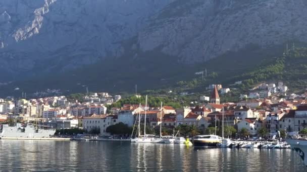 Makar Riviera Kroatien Blick Auf Das Alte Historische Zentrum Von — Stockvideo