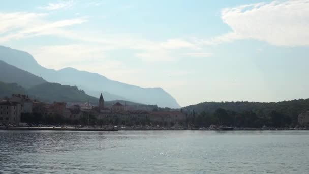 Avrupa Hırvatistan Makarska Kasaba Yaz Günü Denizden Görünüm — Stok video
