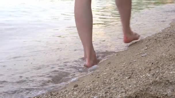 A menina está em uma superfície do mar transparente — Vídeo de Stock