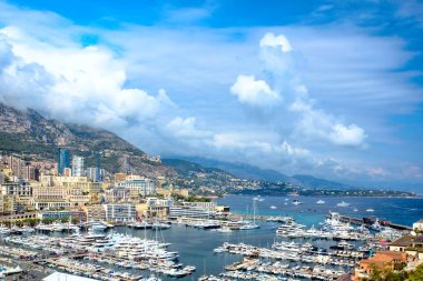 Şık, pahalı Monte-Carlo, Monako 'nun panoramik manzarası