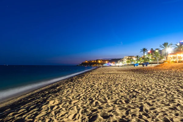 stock image Lloret de Mar night scene of the beach area. Catalonia, Spain.