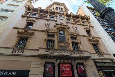 İspanya Barselona-Eylül 2017: Las Ramblas Kraliyet Bilim ve Sanat Akademisi binası.