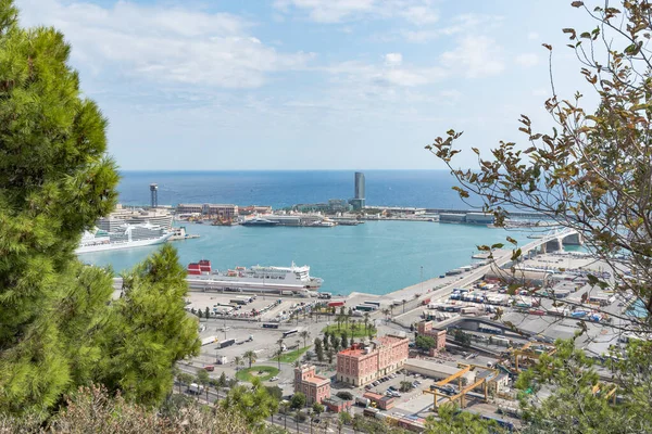 モンジュイックからバルセロナ港の眺め カタルーニャスペイン — ストック写真